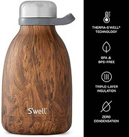 s'well Swell 绝缘不锈钢Roamer水瓶，40 盎司（约1.18升），柚木