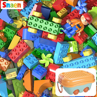 SNAEN 斯纳恩 大颗粒积木玩具 儿童玩具立体拼插拼装积木桶3岁+男女孩玩具送礼物 204颗粒+收纳桶
