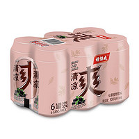 yeo's 杨协成 清凉爽 300ml*6罐 新加坡品牌 含仙草冻 果肉果粒植物饮料 清凉茶