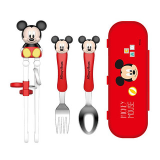 Disney 迪士尼 儿童筷子勺叉3件套宝宝训练学吃饭婴儿辅食餐具带收纳盒1套
