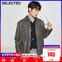 SELECTED 思莱德 男士新品羊皮革翻领单排扣皮衣外套S|421110010