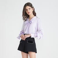 AIVEI 欣贺艾薇 女士V领蝴蝶结雪纺衬衫 M06600675100