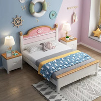 儿童床现代简约1.2米小孩储物床1.5米公主实木床(1.2*2米拼色床 单床)