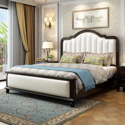 恒兴达 欧式小美式实木床 1.8米主卧双人床现代简约白色软靠1.5m轻奢婚床