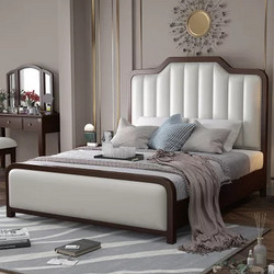恒兴达 美式家具实木床轻奢双人床现代简约婚床1.8米主卧软包高箱储物床