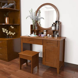 恒兴达 现代中式简约橡胶木实木梳妆台梳妆桌子卧室梳妆镜结婚化妆桌