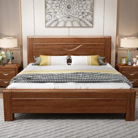 恒兴达 金丝胡桃木实木床1.8米双人床主卧婚床现代简约高箱储物床