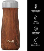 s'well Swell 不锈钢旅行杯，20 液体盎司(约591.4 毫升)三层真空保温旅行杯柚木
