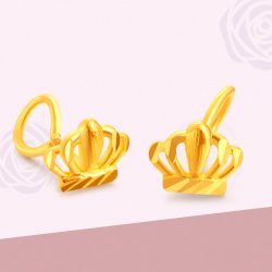 chinagold中国黄金黄金耳钉皇冠耳钉足金耳钉黄金耳饰