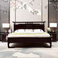 恒兴达 橡胶木实木床新中式1.8m双人现代中式简约风格卧室家用轻奢家具工厂直销