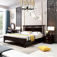 恒兴达 橡胶木实木床主卧室1.8米双人床古典1.5米简约双人床新中式婚床禅意家具