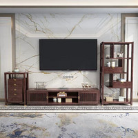 吉木多 新中式红橡木实木电视柜高中低柜组合客厅多功能储物柜现代简约轻奢家具