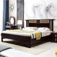 恒兴达 橡胶木新中式实木床1.8米现代中式双人床1.5米婚床主卧家具