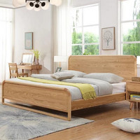 恒兴达 白橡木全实木床1.8米 日系北欧纯实木双人床1.5米 简约现代卧室家具