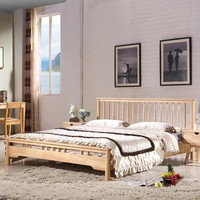 恒兴达 北欧实木床1.8米双人床现代简约风格1.5m小户型主卧橡胶木原木日式婚床
