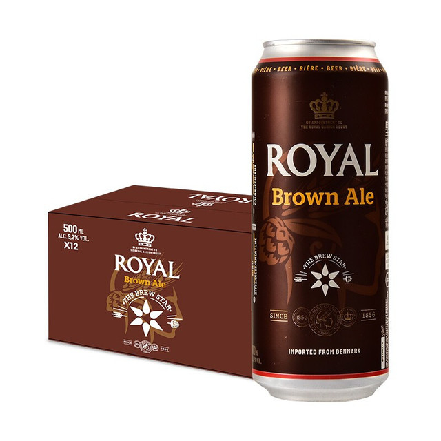88VIP：皇家啤酒 royal brown皇家丹麦进口啤酒棕啤酒500ml*12听整箱