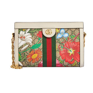 GUCCI 古驰 女士Ophidia系列GG花卉印花中号肩背包单肩斜挎包