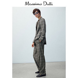 Massimo Dutti 女装 2021秋季新款 羊毛格纹女士休闲长裤 05071671802