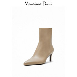 Massimo Dutti 女鞋 细高跟尖头真皮短靴 11124750713
