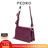 Pedro PEDRO蝴蝶结饰单肩包女包纯色斜挎包酒红色婚包PW2-75210077