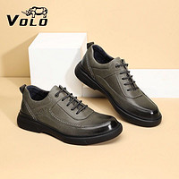 VOLO 犀牛（VOLO）男鞋2021冬季商务休闲皮鞋男士车缝线平底皮鞋 灰色 286217392D 43