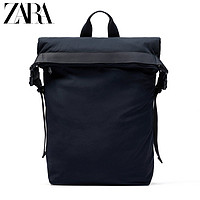 ZARA 秋季新款 男包 蓝色软质尼龙大容量休闲双肩背包 13246820009