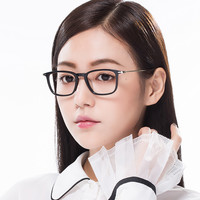 目戏 近视眼镜韩版方框黑框平光护目可配有无度数防蓝光辐射眼镜