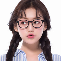 目戏 防蓝光辐射眼镜男女复古黑框文艺平光大框可配近视眼镜50917