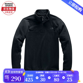 TheNorthFace北面秋冬新品户外保暖男抓绒衣 TKA GLACIER Quarter Zip 黑色 M