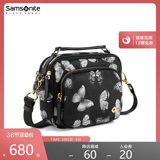 Samsonite/新秀丽单肩包女 蝴蝶印花包包休闲斜挎包（黑底印花）