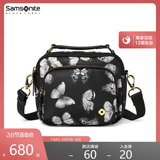 Samsonite/新秀丽单肩包女 蝴蝶印花包包休闲斜挎包（黑底印花）