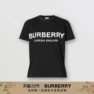 BURBERRY 徽标印花 T 恤衫 80116511（L、黑色）