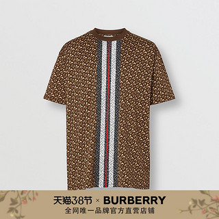BURBERRY 专属标识条纹棉质T恤衫 80182391（S、马鞍棕）