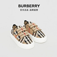BURBERRY 童鞋 Vintage 格纹棉质运动鞋 80188211（24、典藏米色）