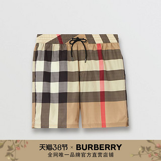 BURBERRY男装 格纹抽绳式游泳裤 80172941（M、典藏米色）