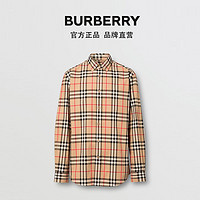 BURBERRY 男装 格纹棉府绸衬衫 80208631（XS、典藏米色）