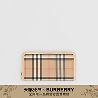 BURBERRY 格纹帆布拼皮革钱夹钱包 80217291（米色）