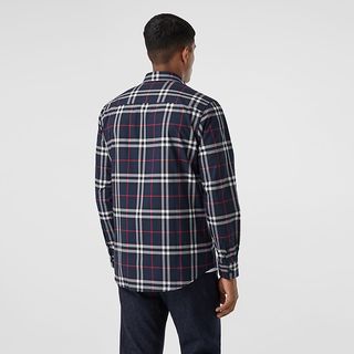 BURBERRY Vintage 棉府绸衬衫 80208651（XXLSF、海军蓝）