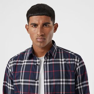 BURBERRY Vintage 棉府绸衬衫 80208651（XXLSF、海军蓝）