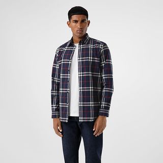BURBERRY Vintage 棉府绸衬衫 80208651（XXLSF、海军蓝）