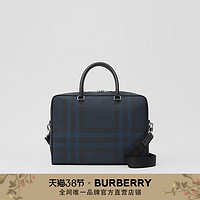 BURBERRY  格纹拼皮革公文包 80237071（海军蓝）