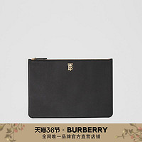 BURBERRY 专属标识粒纹皮革收纳袋80251681（黑色）