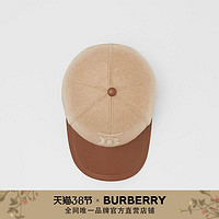 BURBERRY  TB羊绒拼皮革棒球帽 80257221（S、驼色）