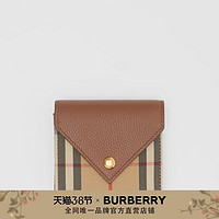 BURBERRY 格纹拼粒纹皮革钱夹80261161（浅米色）