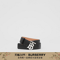 BURBERRY   专属标识皮革腰带 80244841（黑色/钯金色/L）