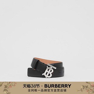 BURBERRY   专属标识皮革腰带 80244841（黑色/钯金色/M）