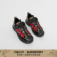 BURBERRY 儿童 格纹棉拼磨绒运动鞋 80233791（31、黑色/亮红色）