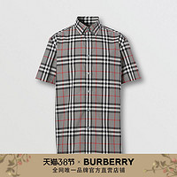 BURBERRY  男装 格纹棉府绸衬衫 80293701（XL、风暴麻灰）