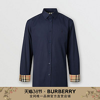 BURBERRY修身图案棉府绸衬衫80323061（XS、海军蓝）