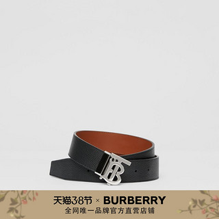 BURBERRY  专属标识图案皮革腰带 80304741（黑色 / 棕褐色、90cm）